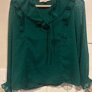 LOFT Teal Ruffle Blouse